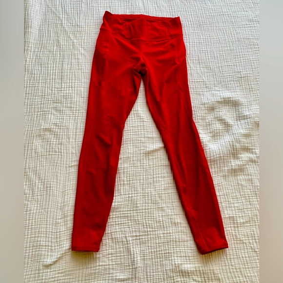 Athleta red 7/8 leggings with side pocket zippers - Picture 1 of 3